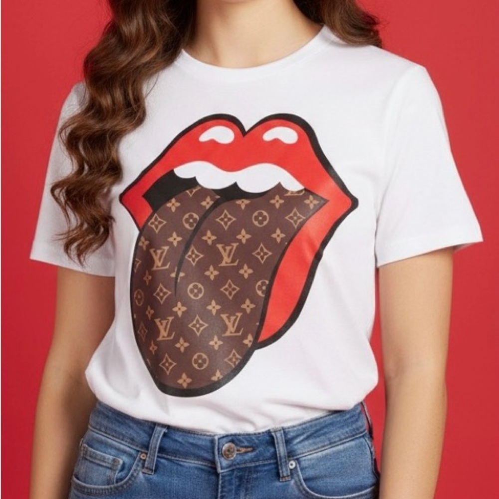 LV  Tongue White T-Shirt